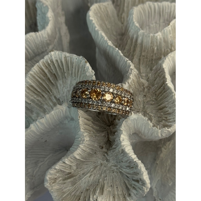 925 Sterling Silver Citrine & Beryl Ring Size 9.5