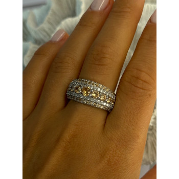 925 Sterling Silver Citrine & Beryl Ring Size 9.5