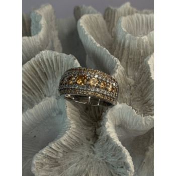 925 Sterling Silver Citrine & Beryl Ring Size 9.5