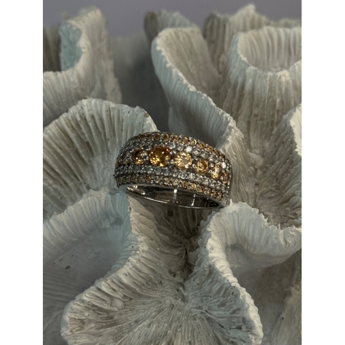 925 Sterling Silver Citrine & Beryl Ring Size 9.5