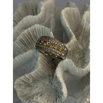 925 Sterling Silver Citrine & Beryl Ring Size 9.5