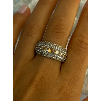 925 Sterling Silver Citrine & Beryl Ring Size 9.5