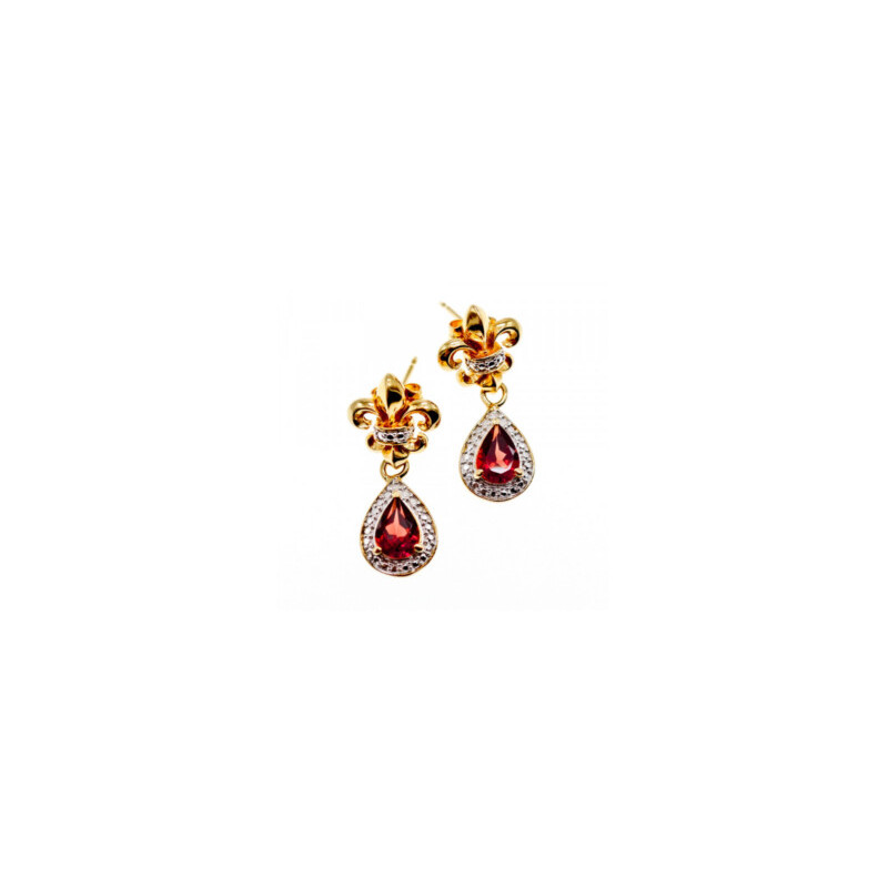 925 STERLING SILVER GOLD PLATED GARNET EARRINGS