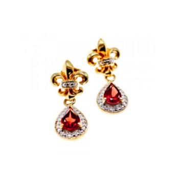 925 STERLING SILVER GOLD PLATED GARNET EARRINGS