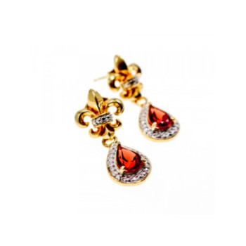 925 STERLING SILVER GOLD PLATED GARNET EARRINGS