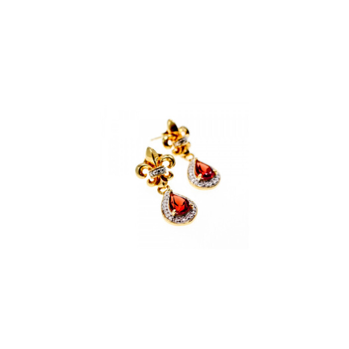 925 STERLING SILVER GOLD PLATED GARNET EARRINGS