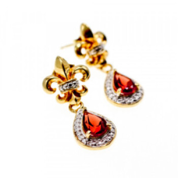 925 Sterling Silver Gold Plated Garnet Earrings