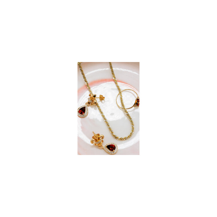 925 STERLING SILVER GOLD PLATED GARNET EARRINGS