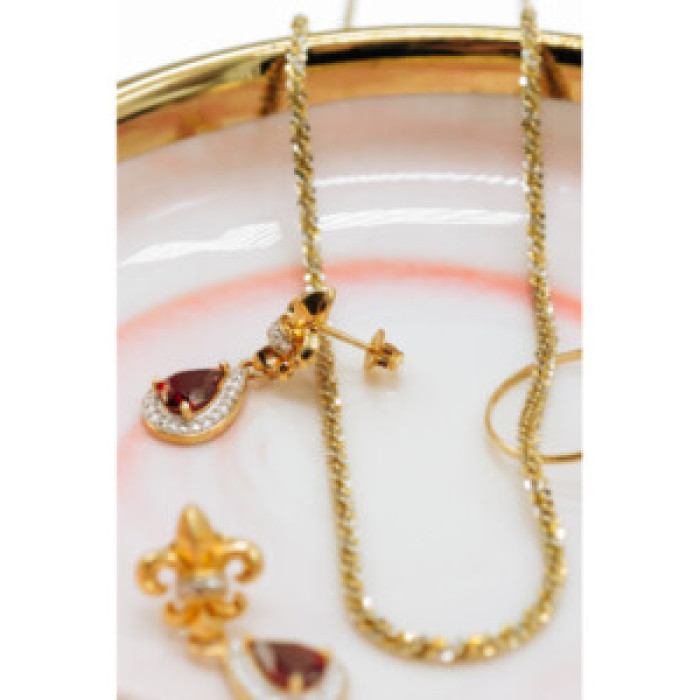 925 Sterling Silver Gold Plated Garnet Earrings