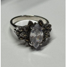 925 Sterling Silver CZ & Marcasite Ring Size 5