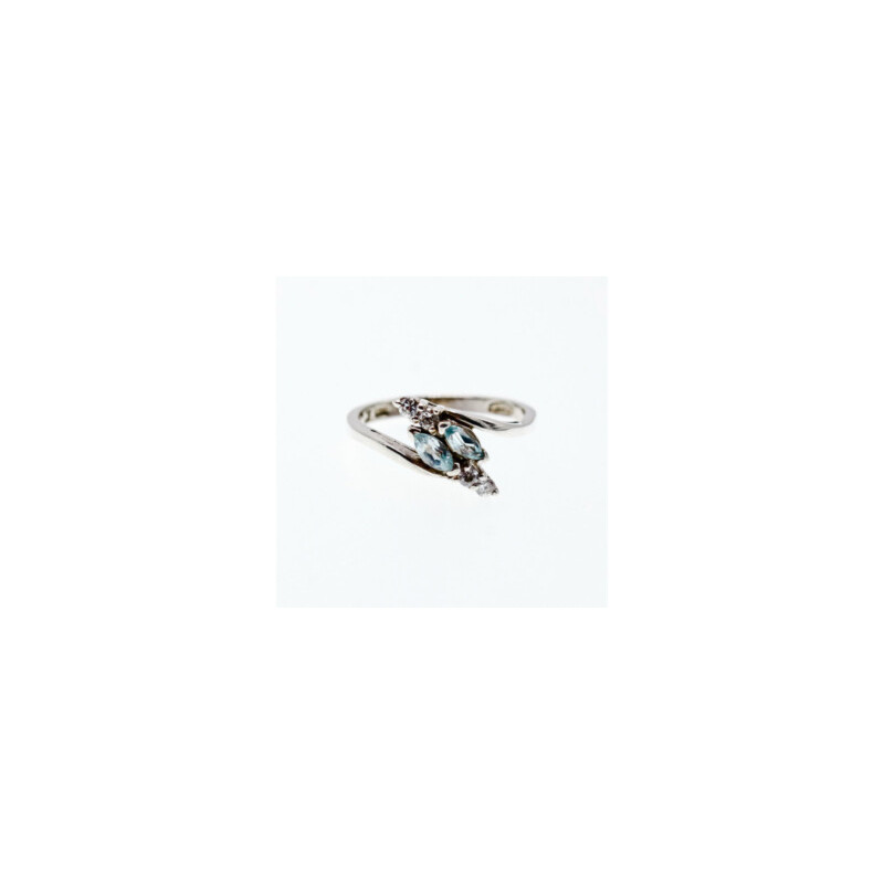 925 Sterling Silver Topaz & CZ Ring Size 7