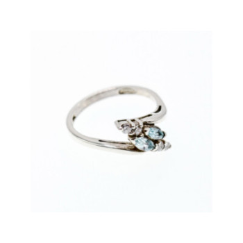 925 Sterling Silver Topaz & CZ Ring Size 7