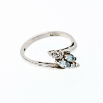 925 Sterling Silver Topaz & CZ Ring Size 7