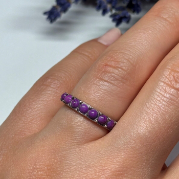 925 Sterling Silver Purple Agate Ring Size 6