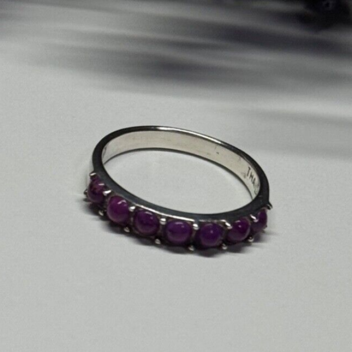 925 Sterling Silver Purple Agate Ring Size 6