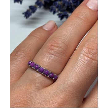 925 Sterling Silver Purple Agate Ring Size 6