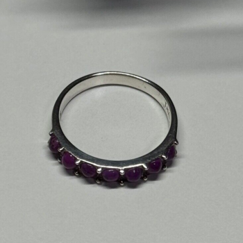 925 Sterling Silver Purple Agate Ring Size 6