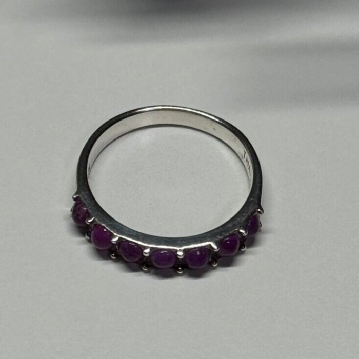 925 Sterling Silver Purple Agate Ring Size 6