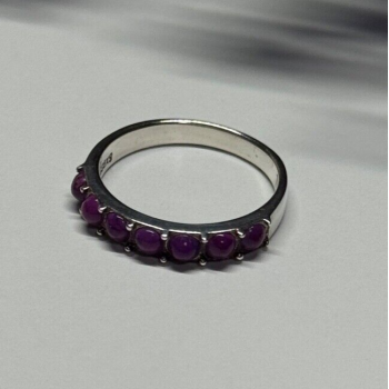 925 Sterling Silver Purple Agate Ring Size 6