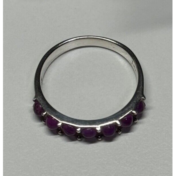 925 Sterling Silver Purple Agate Ring Size 6