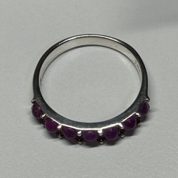 925 Sterling Silver Purple Agate Ring Size 6