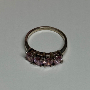 925 Sterling Silver Pink CZ Ring Size 5