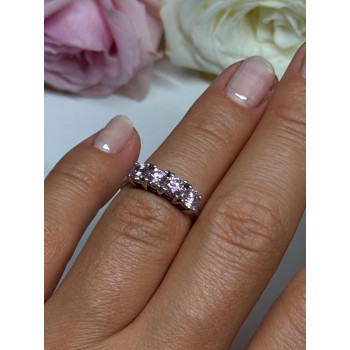 925 Sterling Silver Pink CZ Ring Size 5