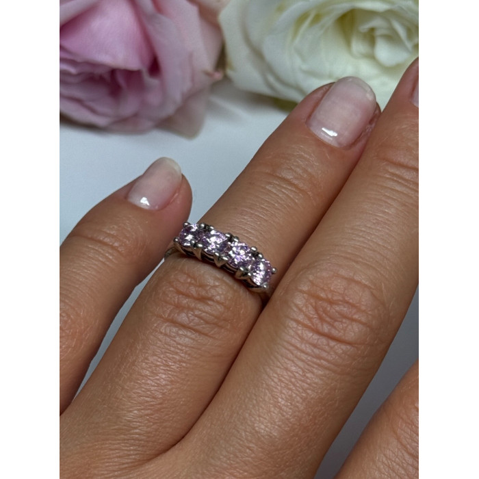 925 Sterling Silver Pink CZ Ring Size 5