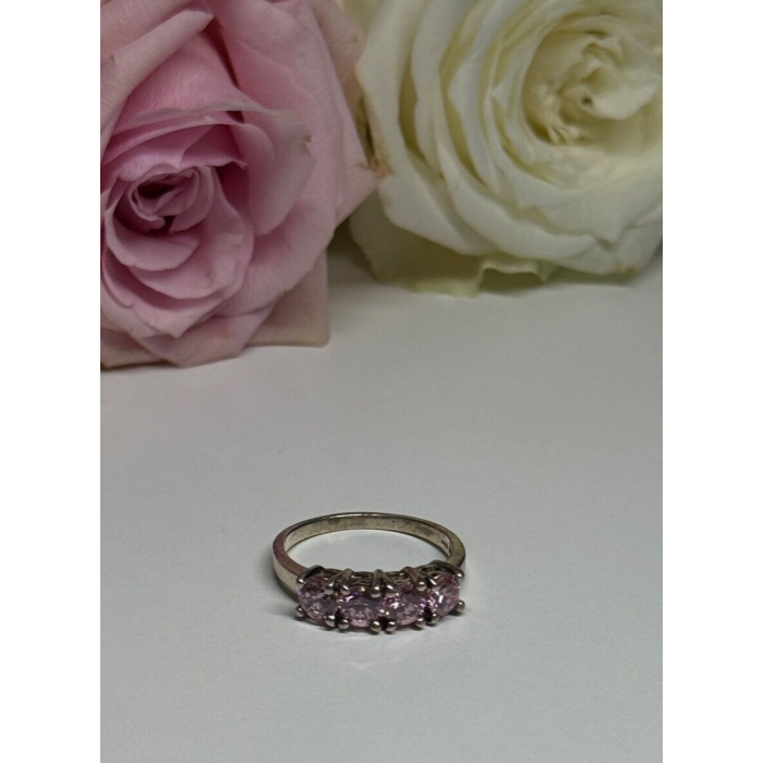 925 Sterling Silver Pink CZ Ring Size 5