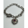 925 STERLING SILVER  PINK TOPAZ HEART BRACELET