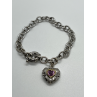 925 STERLING SILVER  PINK TOPAZ HEART BRACELET
