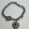 925 Sterling Silver Pink Topaz Heart Bracelet