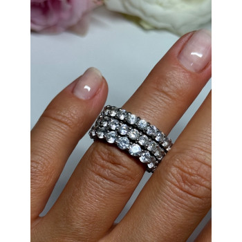 925 Sterling Silver CZ Triple Ring Size 5