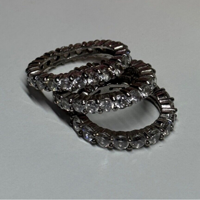925 Sterling Silver CZ Triple Ring Size 5
