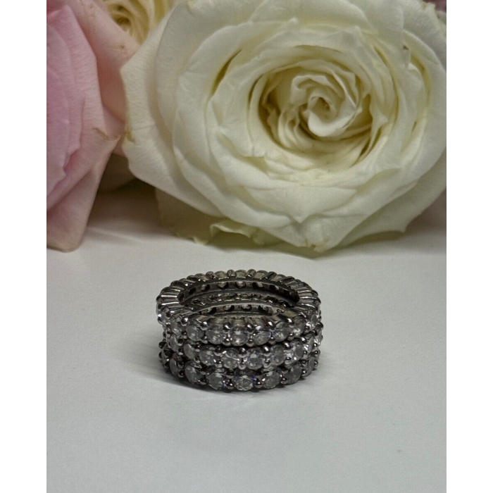 925 Sterling Silver CZ Triple Ring Size 5