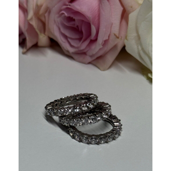 925 Sterling Silver CZ Triple Ring Size 5