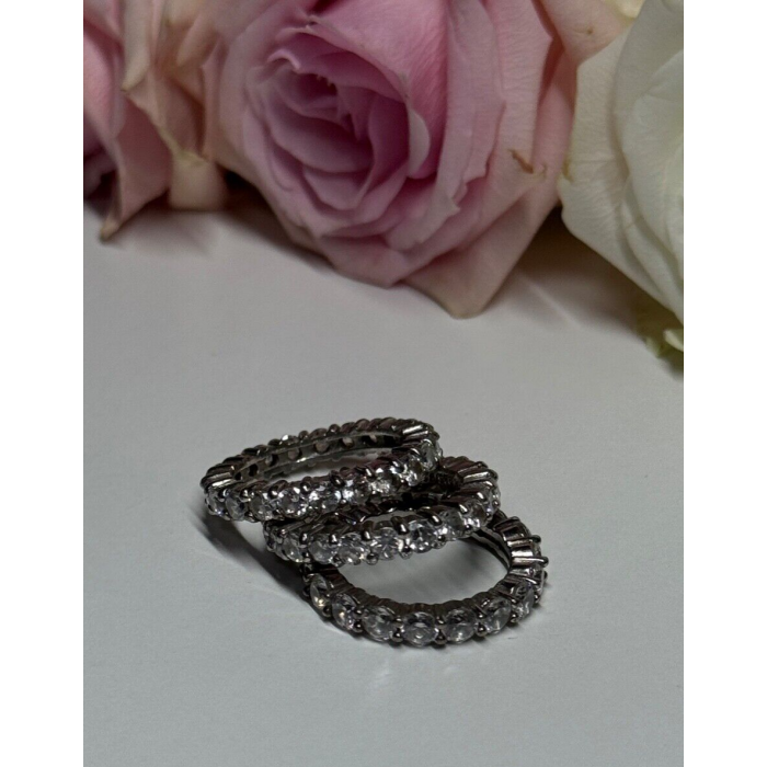 925 Sterling Silver CZ Triple Ring Size 5