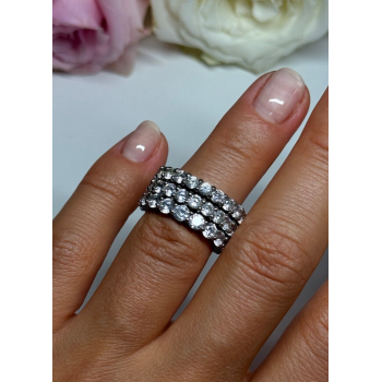 925 Sterling Silver CZ Triple Ring Size 5