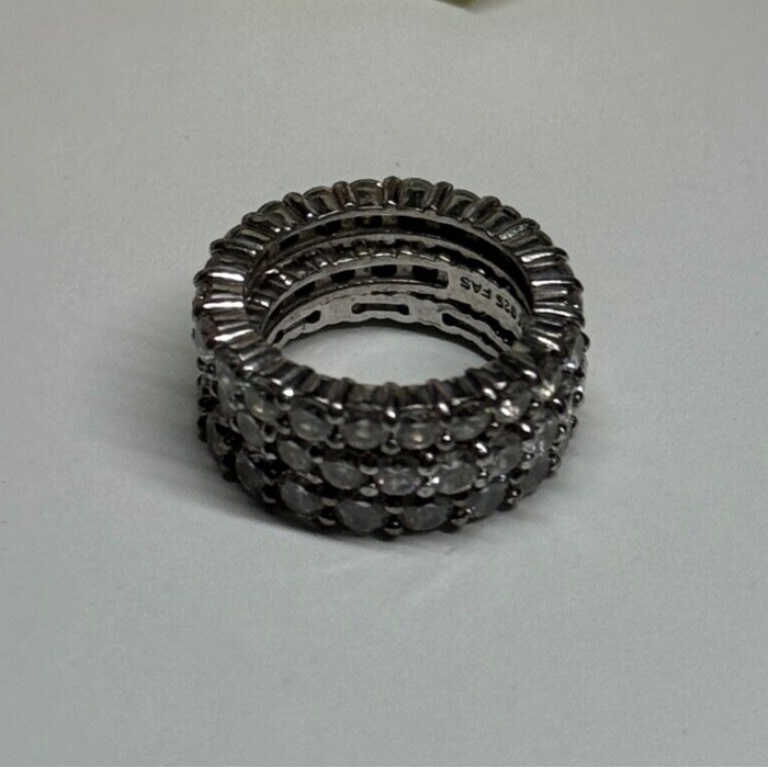 925 Sterling Silver CZ Triple Ring Size 5