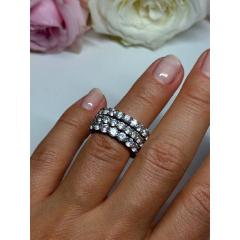 925 Sterling Silver CZ Triple Ring Size 5