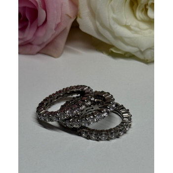 925 Sterling Silver CZ Triple Ring Size 5