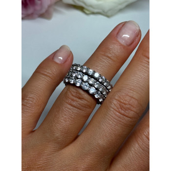 925 Sterling Silver CZ Triple Ring Size 5