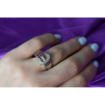 925 Sterling Silver Pink Spinel & White Sapphire 