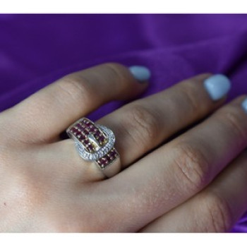925 Sterling Silver Pink Spinel & White Sapphire 