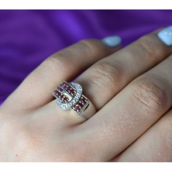 925 Sterling Silver Pink Spinel & White Sapphire 
