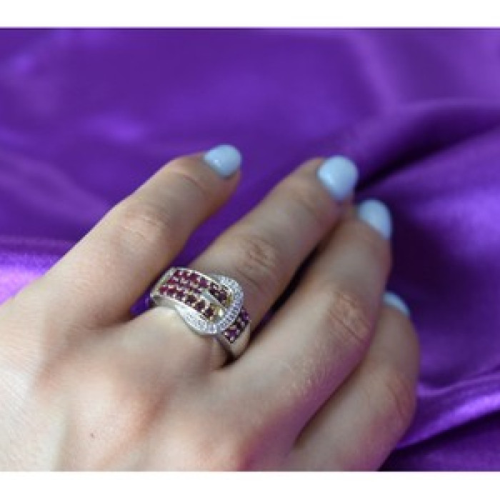 925 Sterling Silver Pink Spinel & White Sapphire 