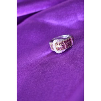 925 Sterling Silver Pink Spinel & White Sapphire 