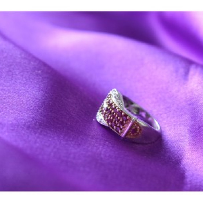 925 Sterling Silver Pink Spinel & White Sapphire 