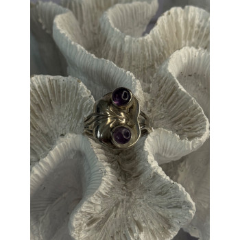 Vintage 925 Sterling Silver Amethyst Ring Adjustable