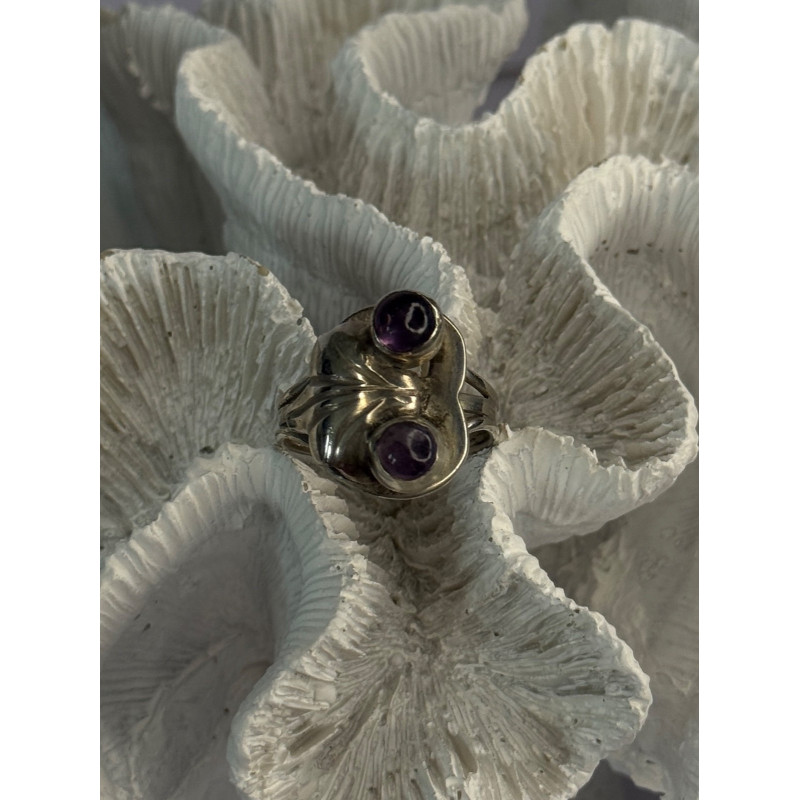 Vintage 925 Sterling Silver Amethyst Ring Adjustable